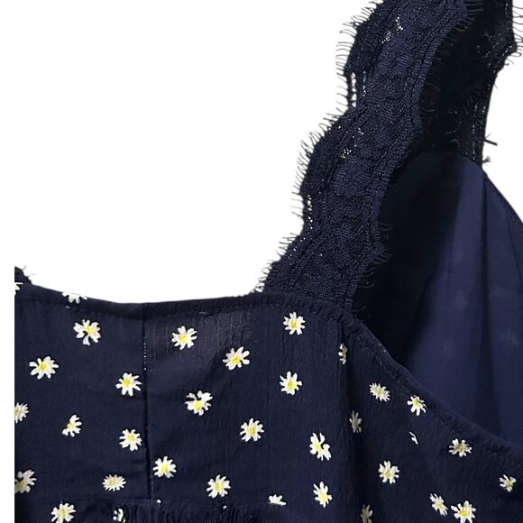 Altar’d State Navy Blue Floral Daisy Babydoll Mini Dress Women’s L Sleeveless - Picture 3 of 8
